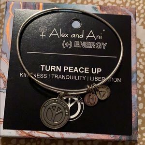 Alex and Ani Silver Turn Peace Up Bangle